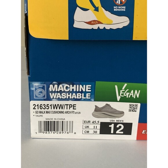 Skechers Slip ins Arch Fit Mens Extra Wide 12 Taupe Go Walk Max Cushion NIB - Picture 14 of 14